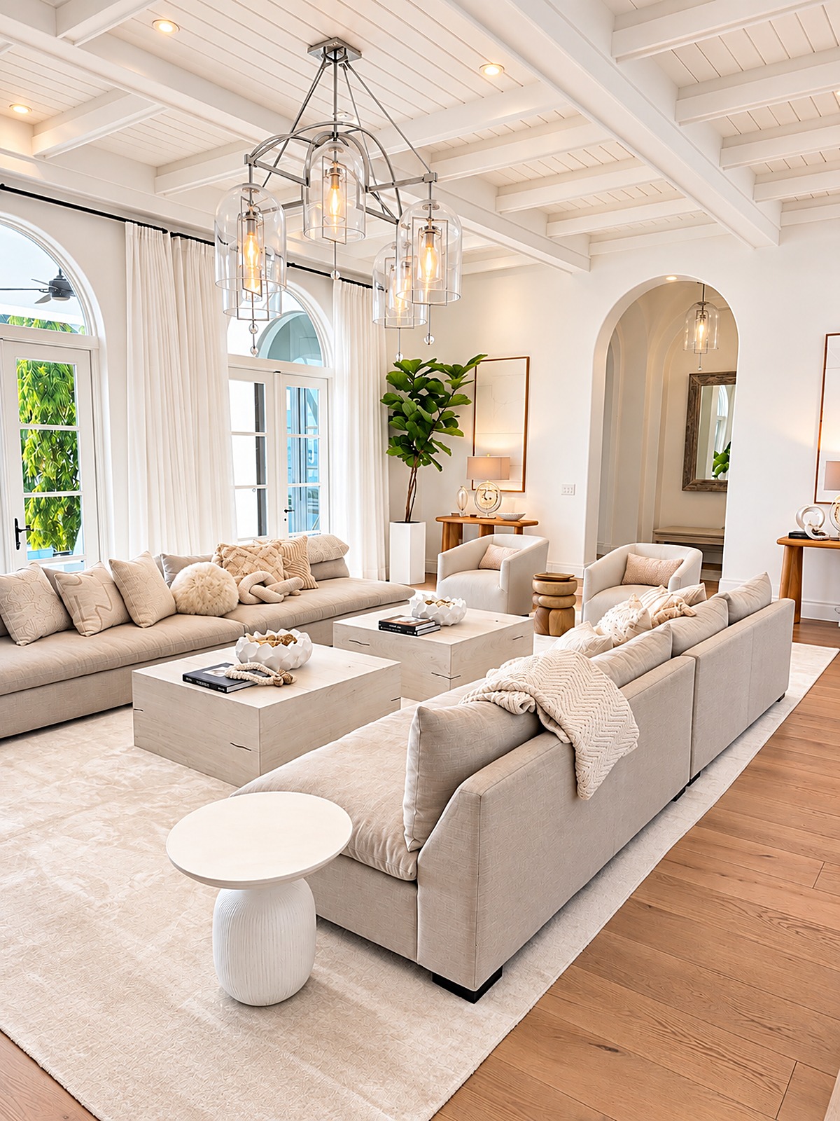 Great room with sectional seating after